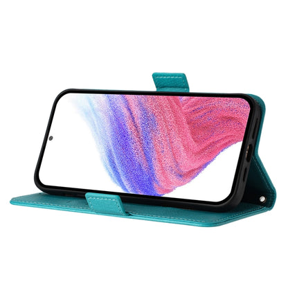 For iPhone SE 2024 Embossed Rose RFID Anti-theft Leather Phone Case(Light Blue) by bashfashion