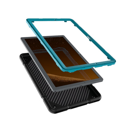 For Samsung Galaxy Tab A8 Armor Holder Silicone Hybrid PC Tablet Case(Black Blue) by bashfashion