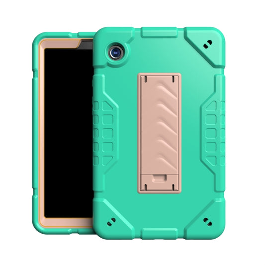 For Samsung Galaxy Tab A11+ / A9+ Armor Holder Silicone Hybrid PC Tablet Case(Mint Green Gold) by bashfashion