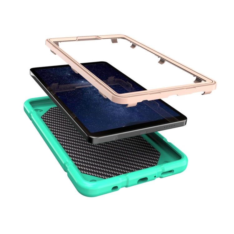 For Samsung Galaxy Tab A11+ / A9+ Armor Holder Silicone Hybrid PC Tablet Case(Mint Green Gold) by bashfashion
