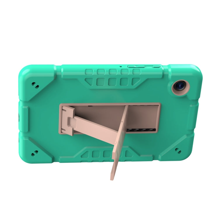 For Samsung Galaxy Tab A11+ / A9+ Armor Holder Silicone Hybrid PC Tablet Case(Mint Green Gold) by bashfashion