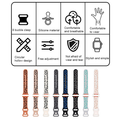 For Apple Watch Series 3 42mm Concave Leopard Printed Silicone Watch Band(Black Blue) by bashfashion