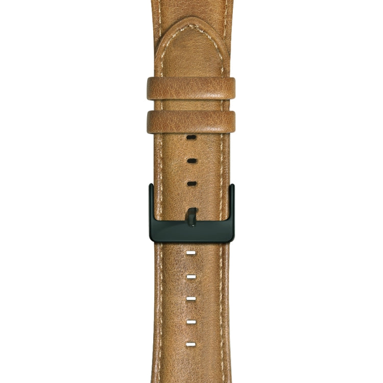 For Apple Watch Series 8 41mm Oil Wax Genuine Leather Watch Band(Yellow Brown) by bashfashion