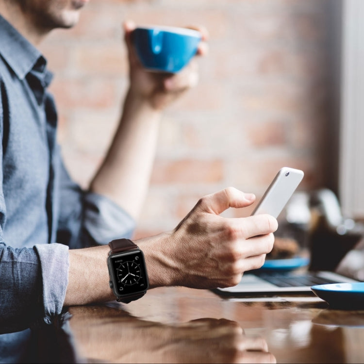 For Apple Watch Series 8 45mm Oil Wax Genuine Leather Watch Band(Yellow Brown) by bashfashion