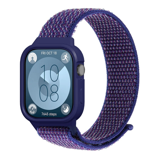 For Huawei Watch Fit3 Nylon Loop Integrated Watch Band(Indigo Blue) by bashfashion