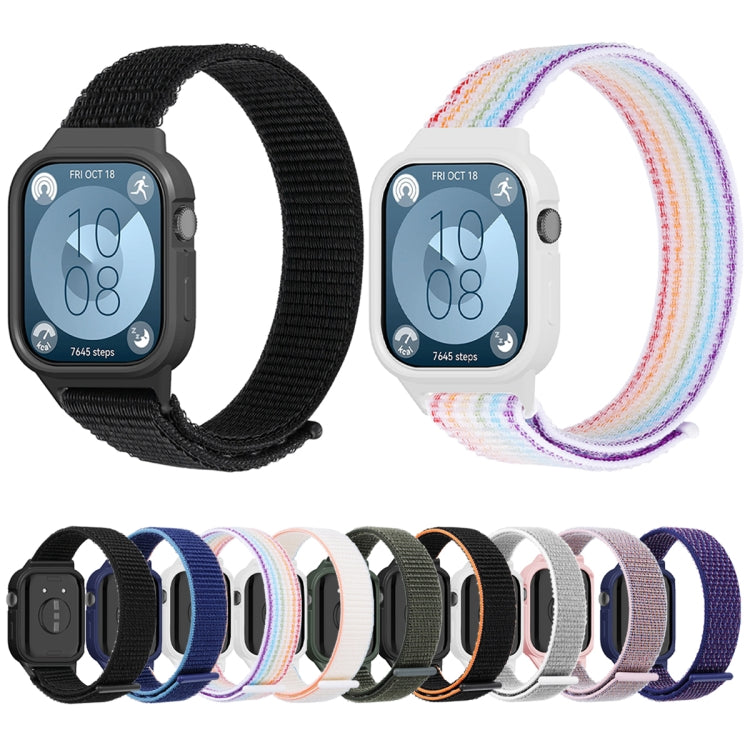 For Huawei Watch Fit3 Nylon Loop Integrated Watch Band(Indigo Blue) by bashfashion