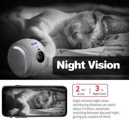 ESCAM QF011 2MP Smart Pet Robot Camera with Night Vision & APP Remote Control(EU Plug) by ESCAM