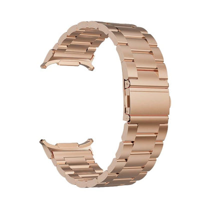 For Samsung Galaxy Watch Ultra 47mm / Ultra 2025 Three Beads Steel Watch Band(Rose Gold) by bashfashion