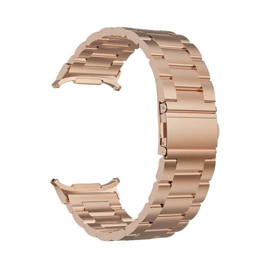 For Samsung Galaxy Watch Ultra 47mm / Ultra 2025 Three Beads Steel Watch Band(Rose Gold) by bashfashion