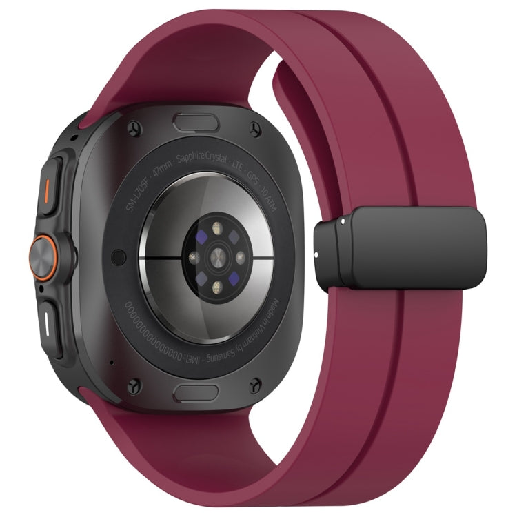 For Samsung Galaxy Watch Ultra 47mm / Ultra 2025 Magnetic Folding Buckle Silicone Watch Band(Wine Red) by bashfashion