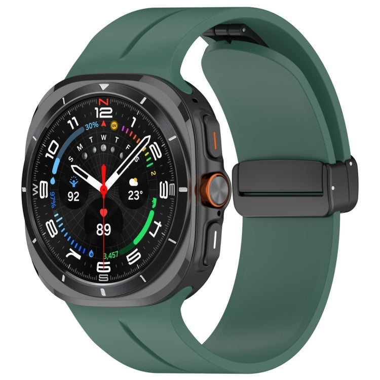 For Samsung Galaxy Watch Ultra 47mm / Ultra 2025 Magnetic Folding Buckle Silicone Watch Band(Dark Green) by bashfashion