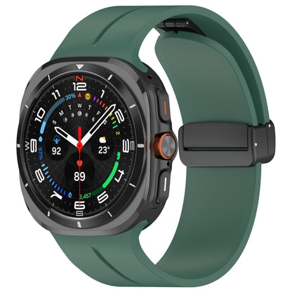 For Samsung Galaxy Watch Ultra 47mm / Ultra 2025 Magnetic Folding Buckle Silicone Watch Band(Dark Green) by bashfashion