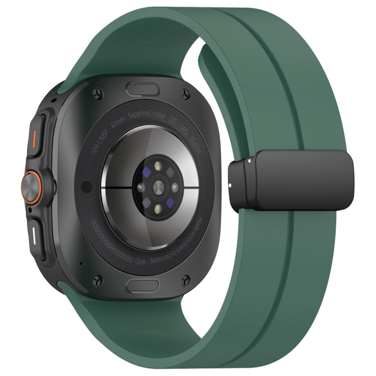 For Samsung Galaxy Watch Ultra 47mm / Ultra 2025 Magnetic Folding Buckle Silicone Watch Band(Dark Green) by bashfashion