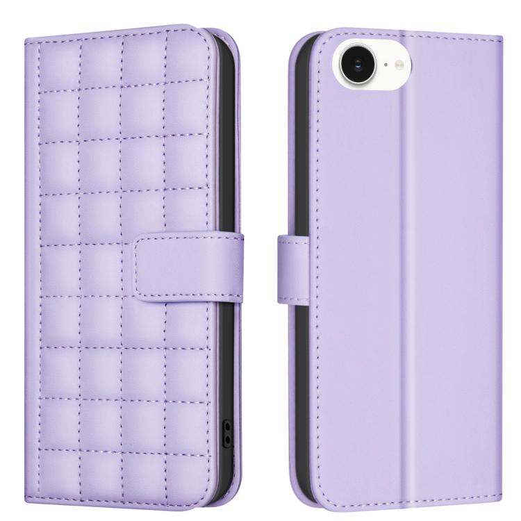 For iPhone 16e Square Texture Leather Phone Case(Purple) by bashfashion