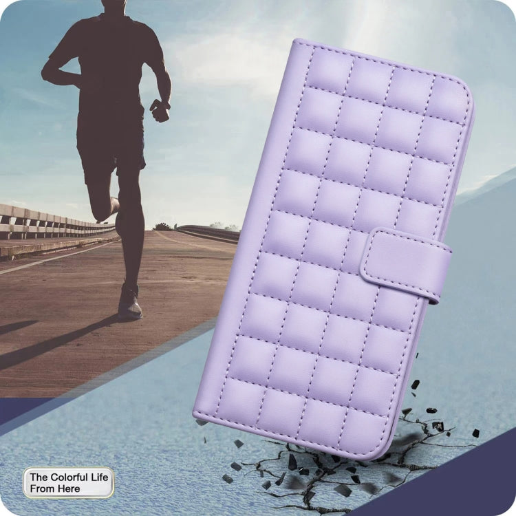For iPhone 16e Square Texture Leather Phone Case(Purple) by bashfashion