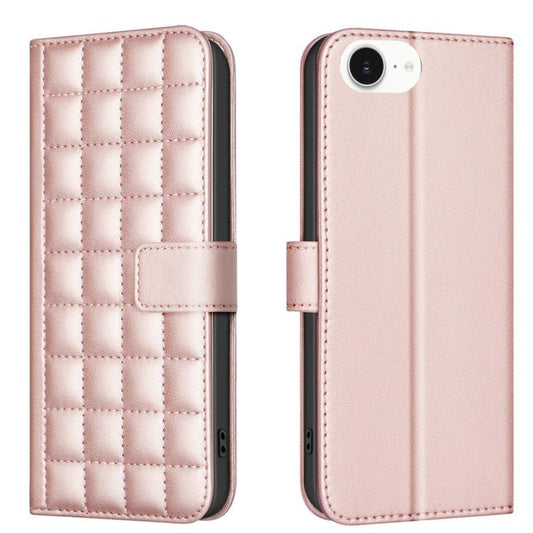 For iPhone 16e Square Texture Leather Phone Case(Rose Gold) by bashfashion