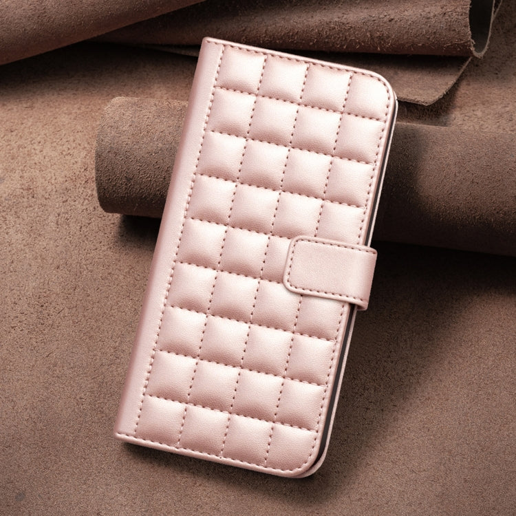 For iPhone 16e Square Texture Leather Phone Case(Rose Gold) by bashfashion