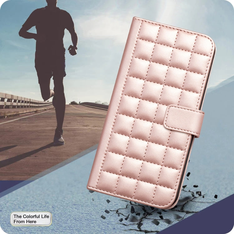 For iPhone 16e Square Texture Leather Phone Case(Rose Gold) by bashfashion