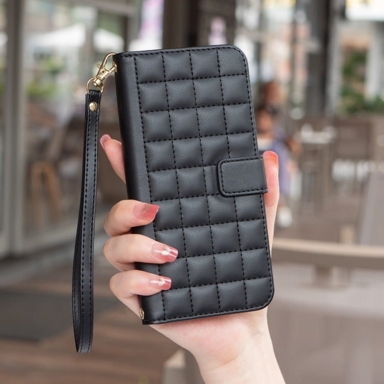 For iPhone 16e Square Texture Leather Phone Case(Black) by bashfashion