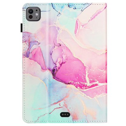For iPad Air 11 2025 / 2024 Marble Litchi Leather Smart Tablet Case(Pink) by bashfashion