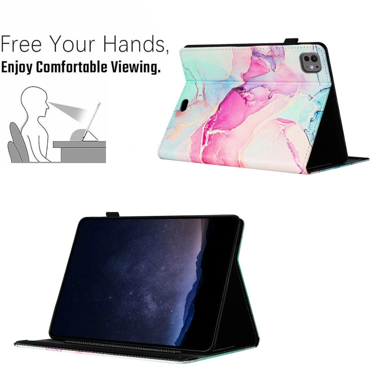 For iPad Air 11 2025 / 2024 Marble Litchi Leather Smart Tablet Case(Pink) by bashfashion
