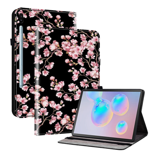 For Samsung Galaxy Tab S6 SM-T860 SM-T865 Crystal Texture Painted Leather Smart Tablet Case, without Pen(Plum Bossom) by bashfashion