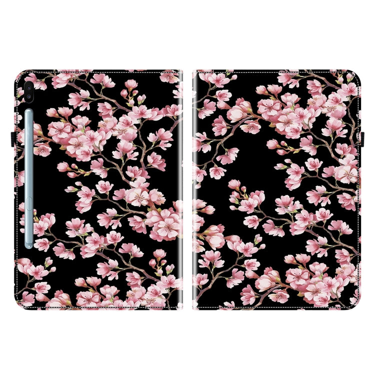 For Samsung Galaxy Tab S6 SM-T860 SM-T865 Crystal Texture Painted Leather Smart Tablet Case, without Pen(Plum Bossom) by bashfashion