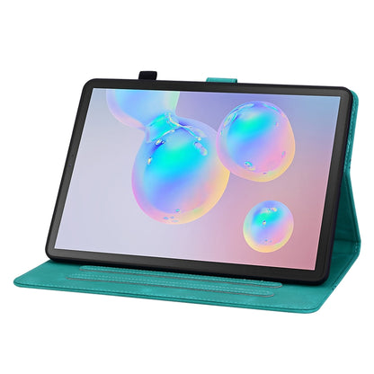 For Samsung Galaxy Tab S6 SM-T860 / SM-T865 Lily Embossed Leather Tablet Case with Pen(Green) by bashfashion
