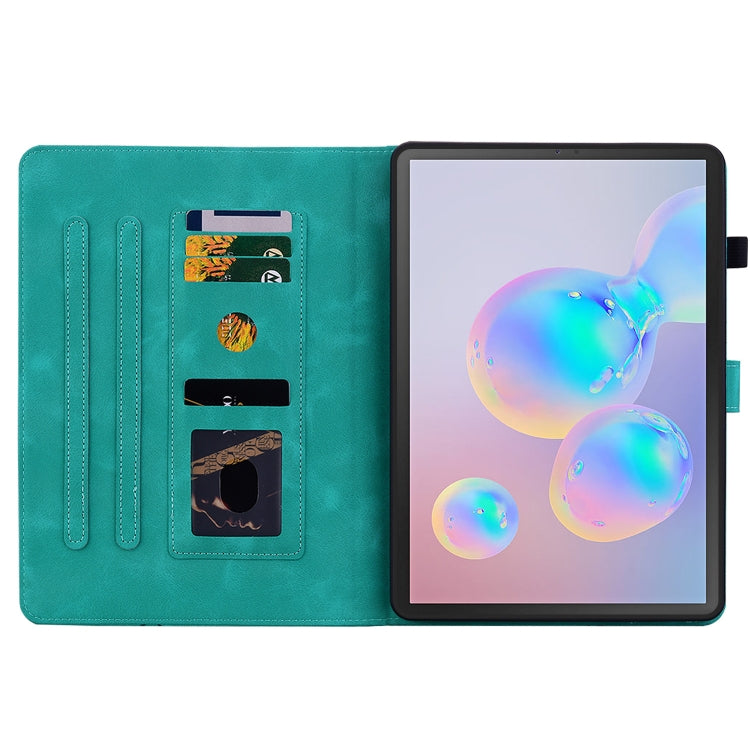 For Samsung Galaxy Tab S6 SM-T860 / SM-T865 Lily Embossed Leather Tablet Case with Pen(Green) by bashfashion