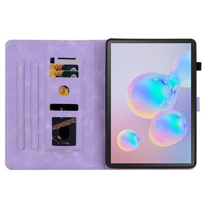 For Samsung Galaxy Tab S6 SM-T860 / SM-T865 Lily Embossed Leather Tablet Case with Pen(Purple) by bashfashion