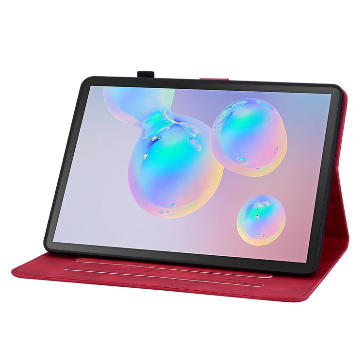 For Samsung Galaxy Tab S6 SM-T860 / SM-T865 Lily Embossed Leather Tablet Case with Pen(Red) by bashfashion