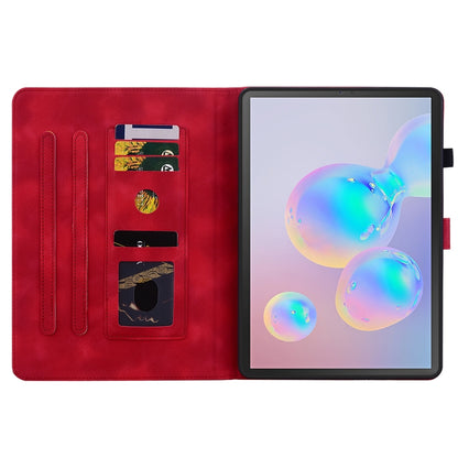 For Samsung Galaxy Tab S6 SM-T860 / SM-T865 Lily Embossed Leather Tablet Case with Pen(Red) by bashfashion