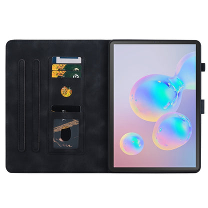 For Samsung Galaxy Tab S6 SM-T860 / SM-T865 Lily Embossed Leather Tablet Case with Pen(Black) by bashfashion