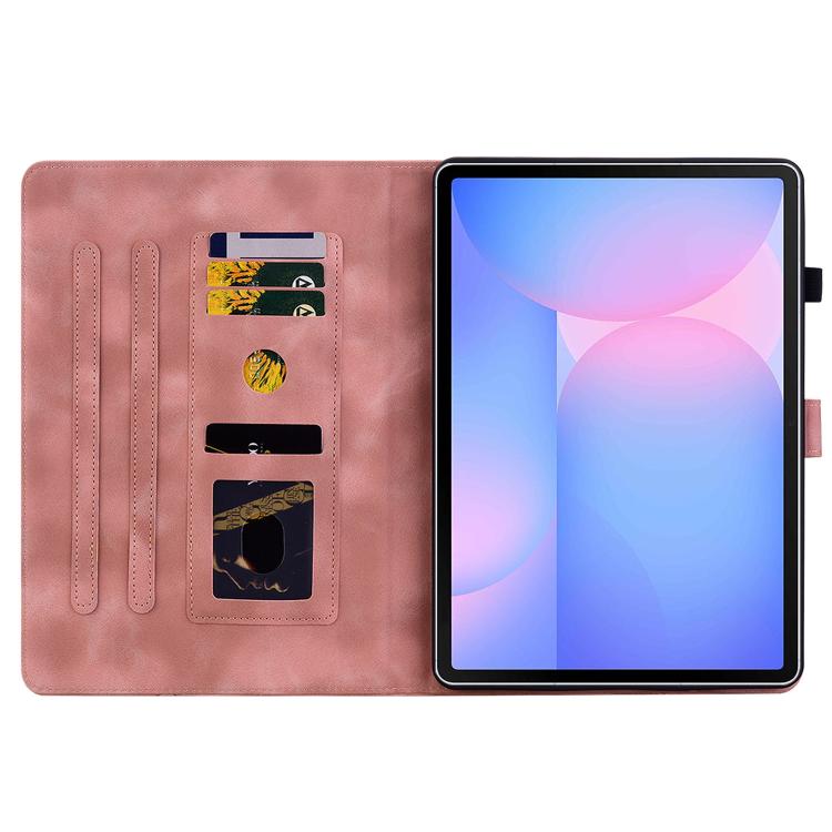 For Samsung Galaxy Tab S10 FE+ Lily Embossed Leather Tablet Case with Pen(Pink) by bashfashion