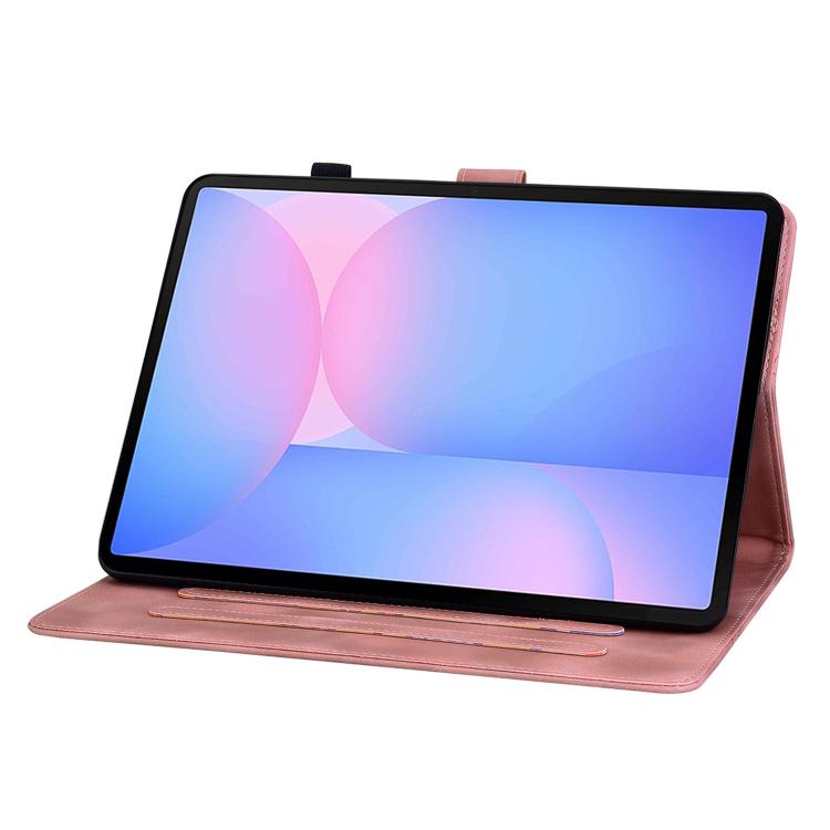 For Samsung Galaxy Tab S10 FE+ Lily Embossed Leather Tablet Case with Pen(Pink) by bashfashion