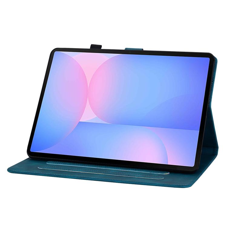 For Samsung Galaxy Tab S10 FE+ Lily Embossed Leather Tablet Case with Pen(Dark Blue) by bashfashion