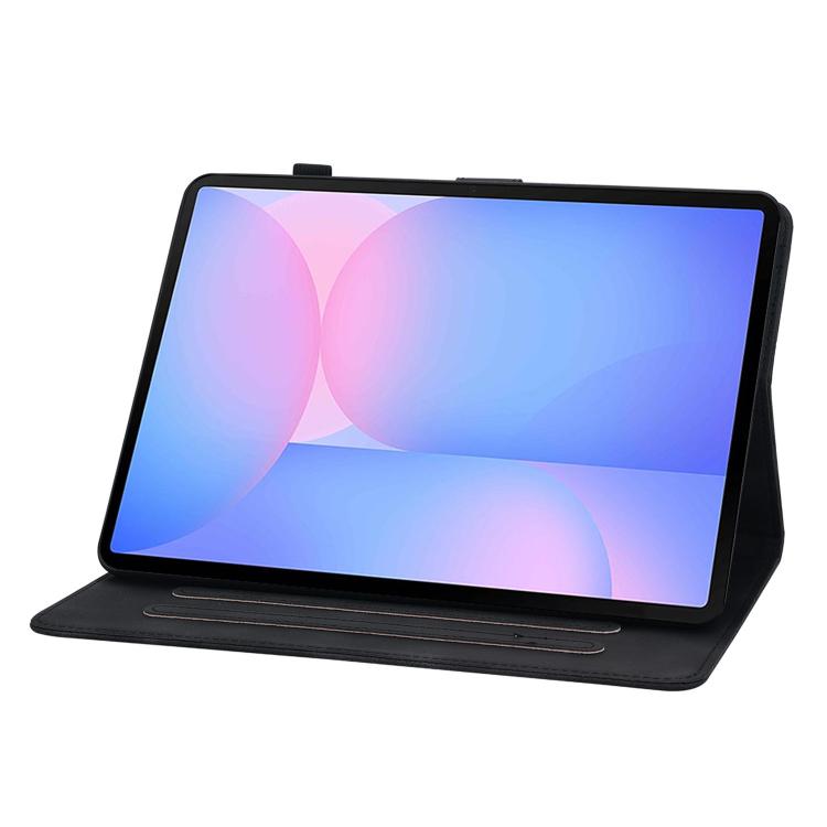 For Samsung Galaxy Tab S10 FE+ Lily Embossed Leather Tablet Case with Pen(Black) by bashfashion