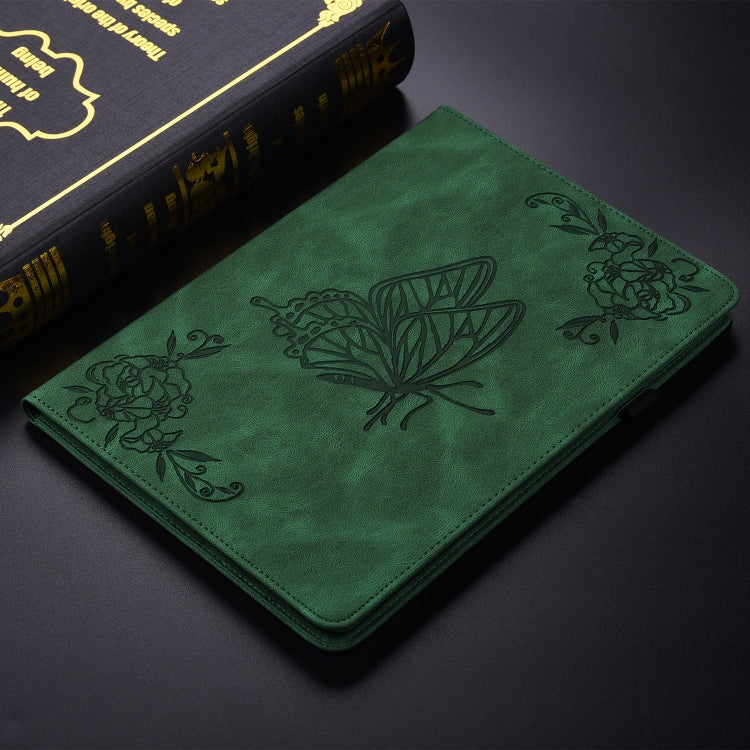 For Samsung Galaxy Tab S6 SM-T860/T865 Butterfly Flower Embossed Leather Tablet Case, without Pen(Green) by bashfashion