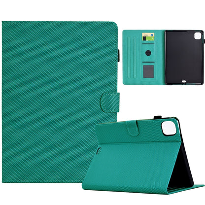 For iPad Air 10.9 2022 / 2020 Solid Color Fiber Texture Smart Tablet Leather Case(Lake Green) by bashfashion
