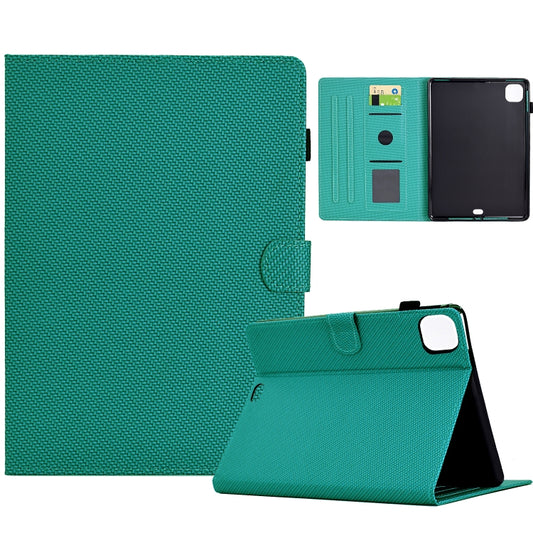 For iPad Air 10.9 2022 / 2020 Solid Color Fiber Texture Smart Tablet Leather Case(Lake Green) by bashfashion