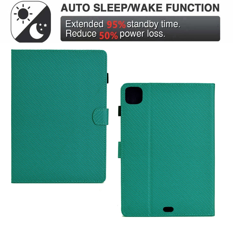 For iPad Air 10.9 2022 / 2020 Solid Color Fiber Texture Smart Tablet Leather Case(Lake Green) by bashfashion