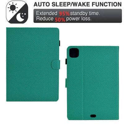 For iPad Air 10.9 2022 / 2020 Solid Color Fiber Texture Smart Tablet Leather Case(Lake Green) by bashfashion