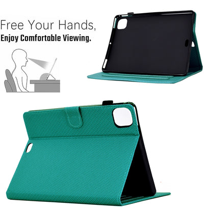 For iPad Air 10.9 2022 / 2020 Solid Color Fiber Texture Smart Tablet Leather Case(Lake Green) by bashfashion