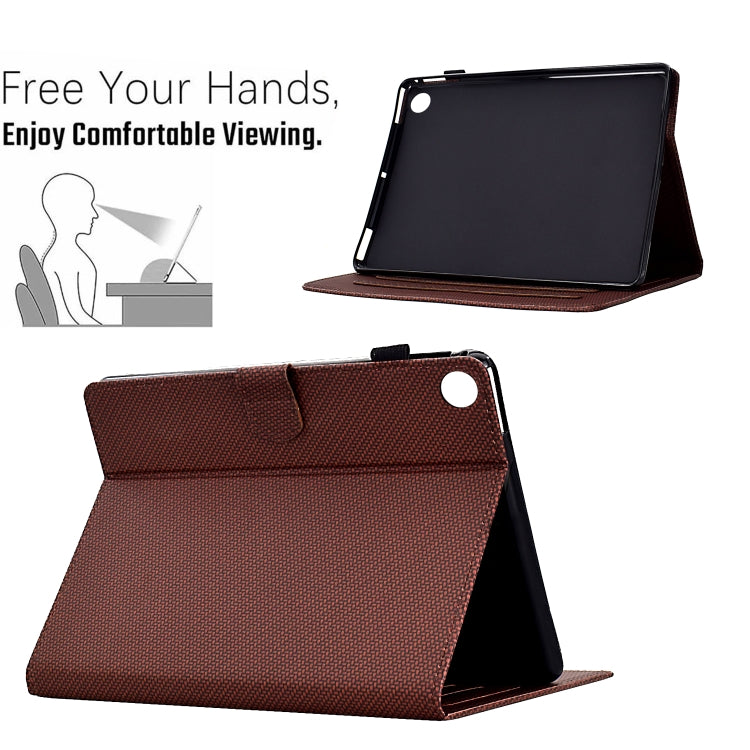 For Samsung Galaxy Tab A8 10.5 2021 Solid Color Fiber Texture Smart Tablet Leather Case(Brown) by bashfashion