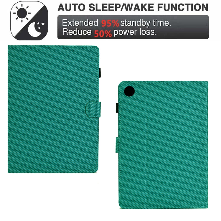 For Samsung Galaxy Tab A8 10.5 2021 Solid Color Fiber Texture Smart Tablet Leather Case(Lake Green) by bashfashion