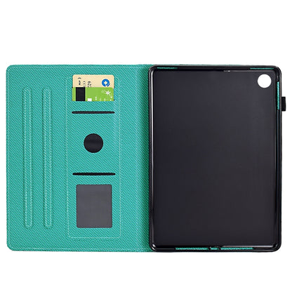 For Samsung Galaxy Tab A8 10.5 2021 Solid Color Fiber Texture Smart Tablet Leather Case(Lake Green) by bashfashion