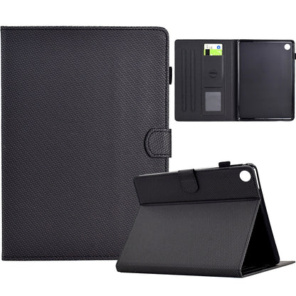 For Samsung Galaxy Tab A11 / A9 Solid Color Fiber Texture Smart Tablet Leather Case(Black) by bashfashion