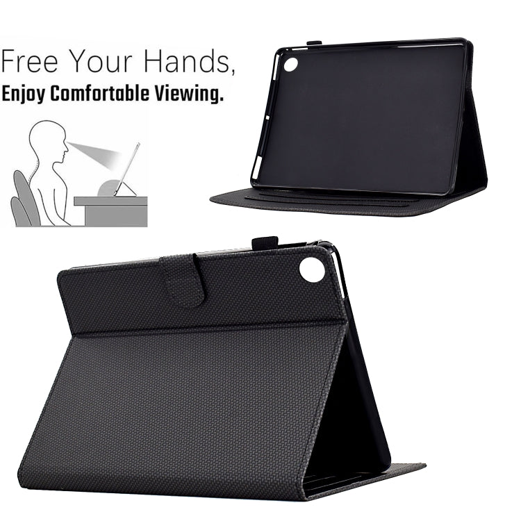 For Samsung Galaxy Tab A11 / A9 Solid Color Fiber Texture Smart Tablet Leather Case(Black) by bashfashion