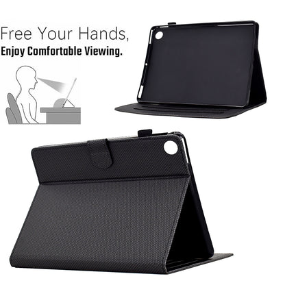For Samsung Galaxy Tab A11 / A9 Solid Color Fiber Texture Smart Tablet Leather Case(Black) by bashfashion