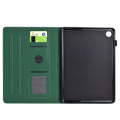 For Samsung Galaxy Tab A11 / A9 Solid Color Fiber Texture Smart Tablet Leather Case(Green) by bashfashion